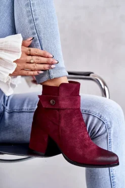 Boto Damskie Zamszowe Botki La.Fi 260041WI-SU Czerwone