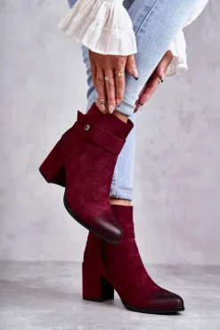 Boto Damskie Zamszowe Botki La.Fi 260041WI-SU Czerwone