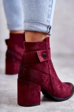 Boto Damskie Zamszowe Botki La.Fi 260041WI-SU Czerwone
