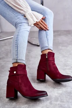 Boto Damskie Zamszowe Botki La.Fi 260041WI-SU Czerwone