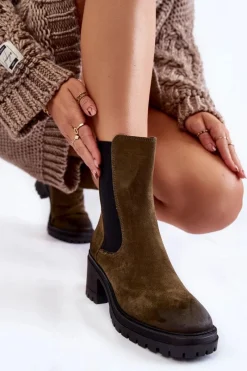 Czarne Botki|Botki Zimowe Damskie>Buty damskie Vinceza Damskie Zamszowe Botki Na Suwak Khaki Liris