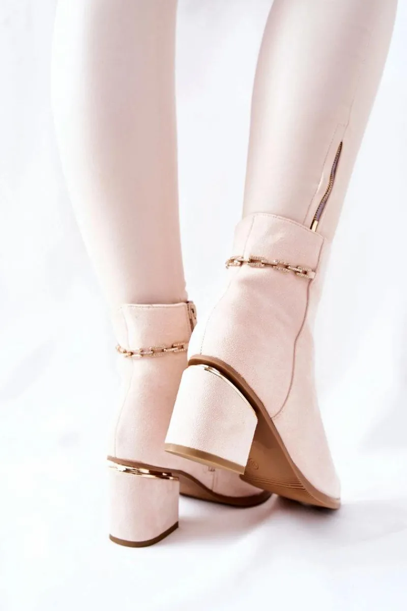 Botki Na Słupku|Czarne Botki>Boto Damskie Zamszowe Botki Na Słupku Beżowe One Step