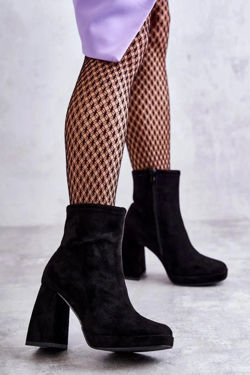 Botki Na Słupku|Czarne Botki>Boto Damskie Zamszowe Botki Na Obcasie Czarne Ramira Czarny