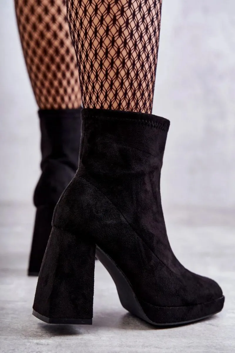 Botki Na Słupku|Czarne Botki>Boto Damskie Zamszowe Botki Na Obcasie Czarne Ramira Czarny