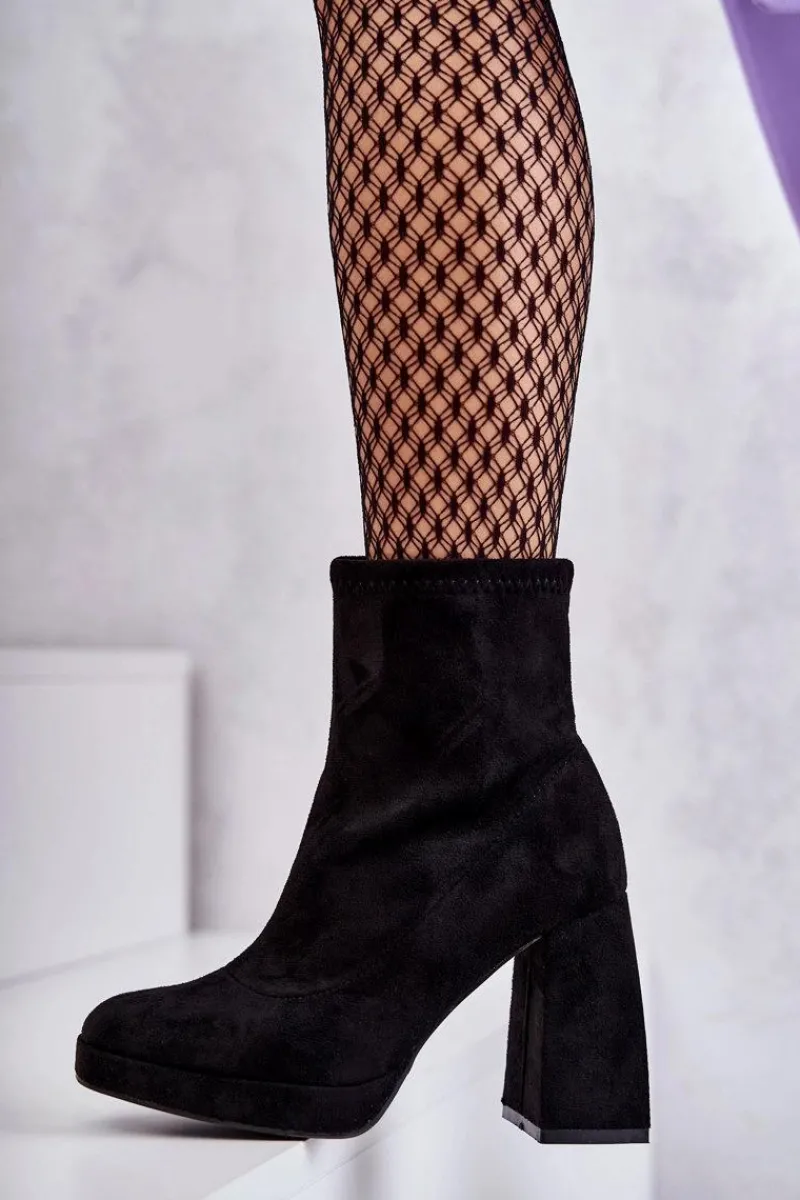 Botki Na Słupku|Czarne Botki>Boto Damskie Zamszowe Botki Na Obcasie Czarne Ramira Czarny