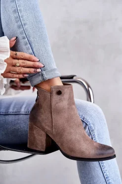 Botki Na Słupku|Czarne Botki>Boto Damskie Zamszowe Botki Na Suwak La.Fi 260039DTA-SU Beżowe