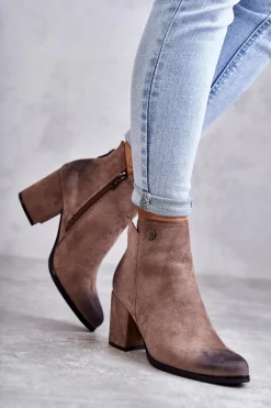 Botki Na Słupku|Czarne Botki>Boto Damskie Zamszowe Botki Na Suwak La.Fi 260039DTA-SU Beżowe