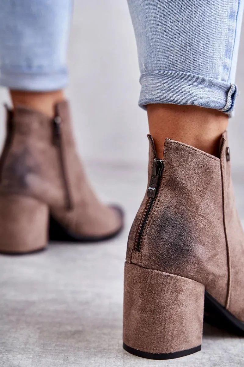 Botki Na Słupku|Czarne Botki>Boto Damskie Zamszowe Botki Na Suwak La.Fi 260039DTA-SU Beżowe