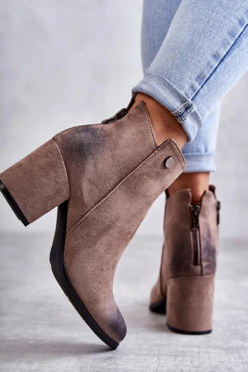 Botki Na Słupku|Czarne Botki>Boto Damskie Zamszowe Botki Na Suwak La.Fi 260039DTA-SU Beżowe