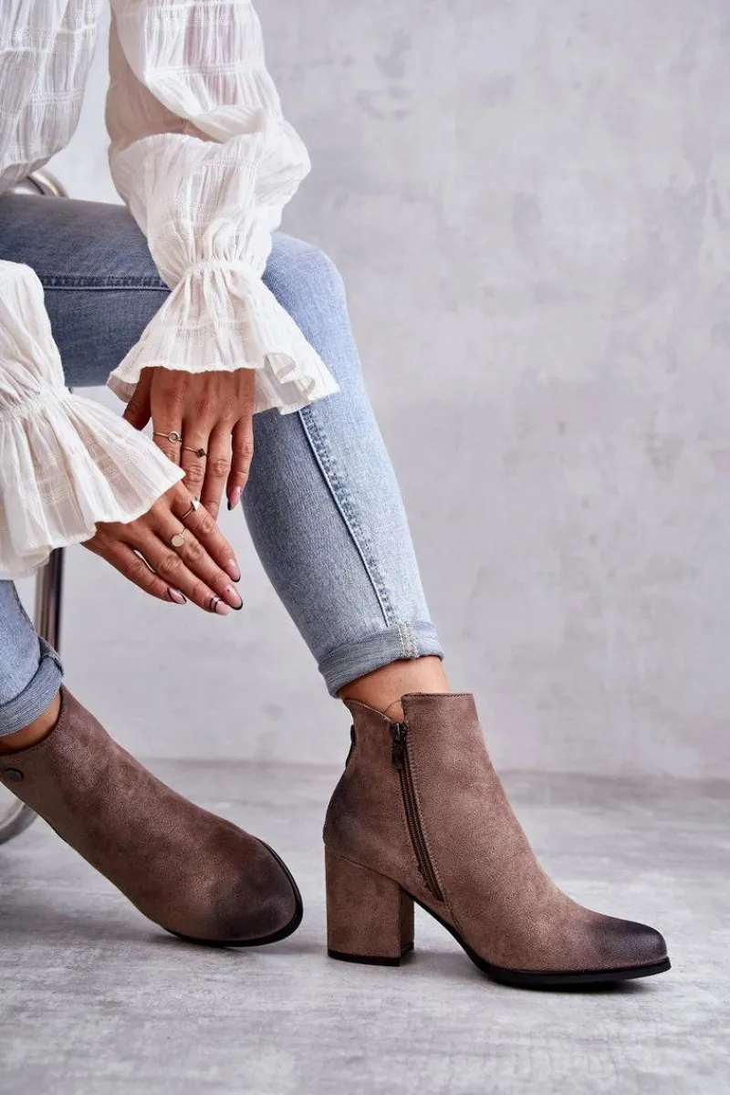 Botki Na Słupku|Czarne Botki>Boto Damskie Zamszowe Botki Na Suwak La.Fi 260039DTA-SU Beżowe