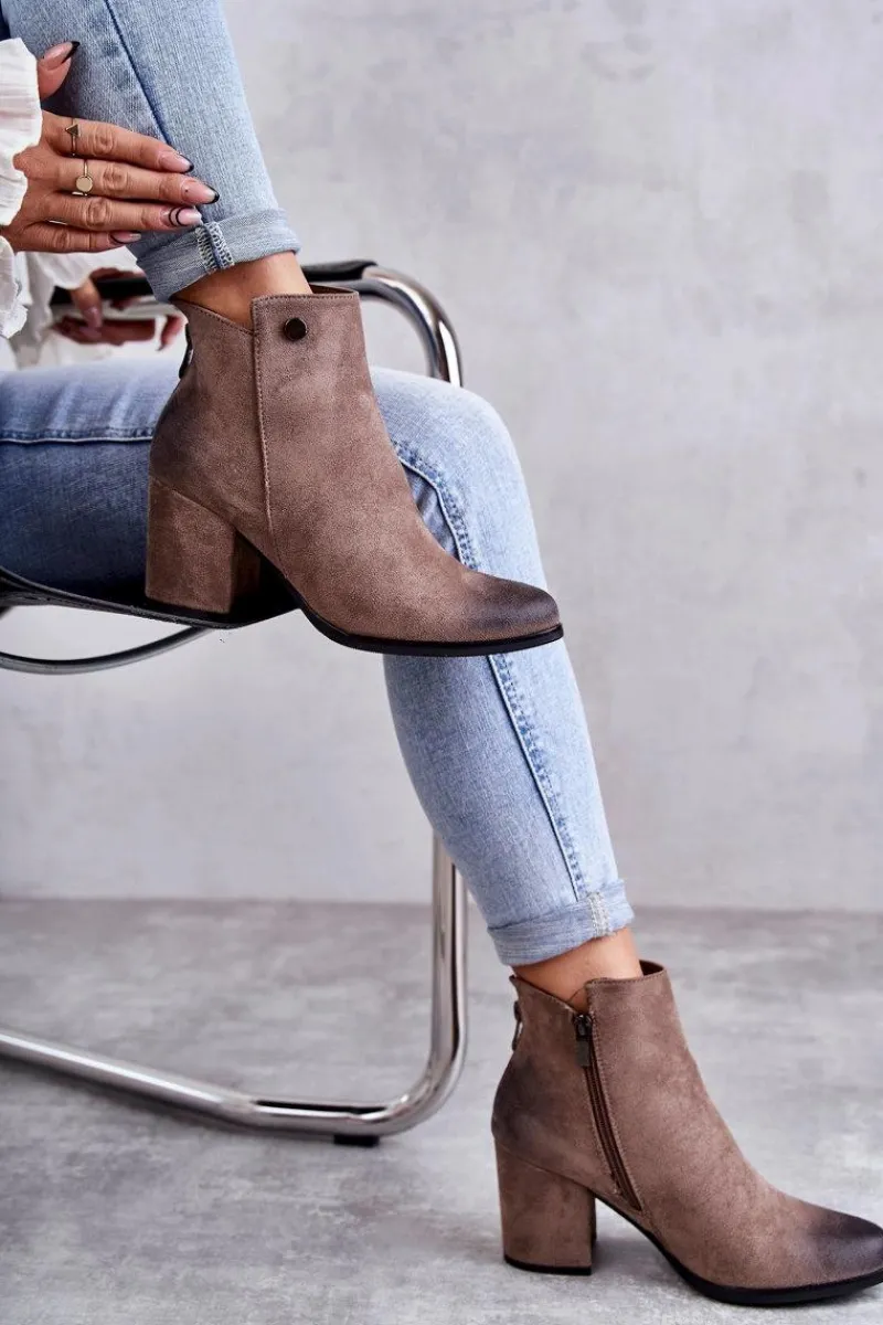 Botki Na Słupku|Czarne Botki>Boto Damskie Zamszowe Botki Na Suwak La.Fi 260039DTA-SU Beżowe