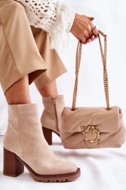 Botki Na Słupku|Brązowe I Beżowe Botki><noscript><img width=