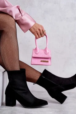 Botki Na Słupku|Czarne Botki>Boto Damskie Zamszowe Botki Na Obcasie Nicole 2757 Czarne