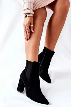 Botki Na Słupku|Czarne Botki>Boto Damskie Zamszowe Botki Na Słupku Czarne Kastren