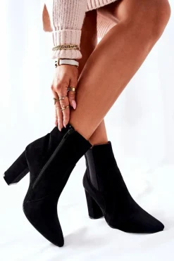 Botki Na Słupku|Czarne Botki>Boto Damskie Zamszowe Botki Na Słupku Czarne Kastren