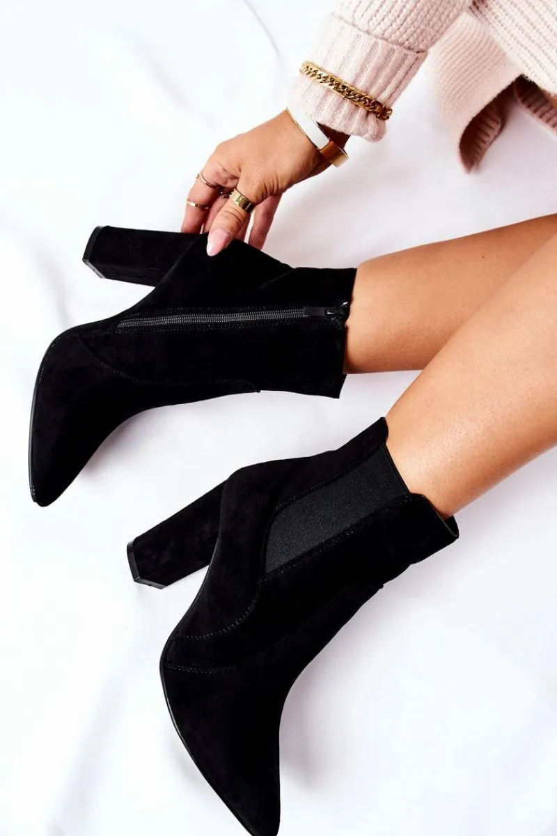 Botki Na Słupku|Czarne Botki>Boto Damskie Zamszowe Botki Na Słupku Czarne Kastren