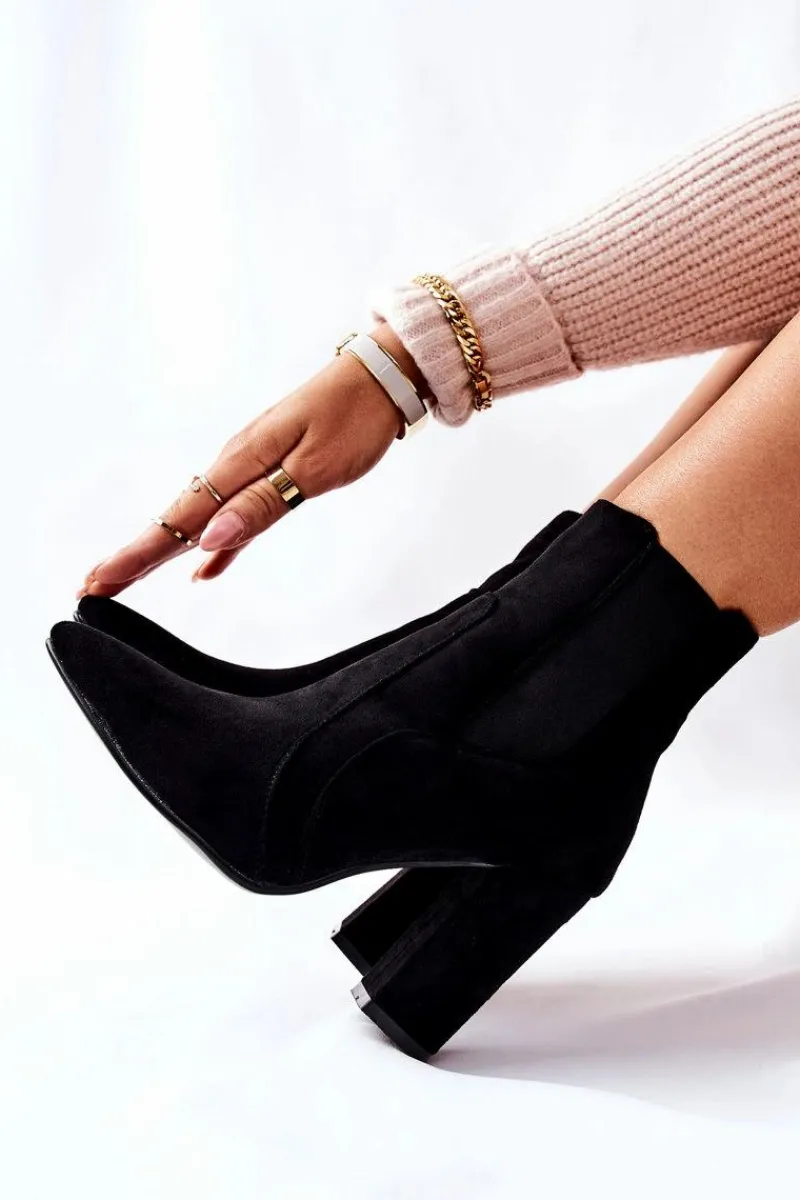 Botki Na Słupku|Czarne Botki>Boto Damskie Zamszowe Botki Na Słupku Czarne Kastren