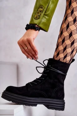 Botki Sznurowane|Czarne Botki><noscript><img width=