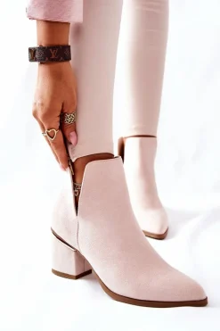 Botki Wiosenne|Botki Na Słupku>Boto Damskie Zamszowe Botki Z Wycięciami Beżowe Noel