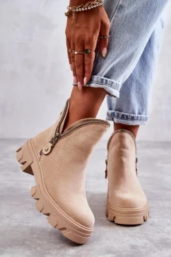 Clearance Damskie Zamszowe Botki Z Wycięciami Beżowe Rhythm Damskie Brązowe I Beżowe Botki|Botki Płaskie