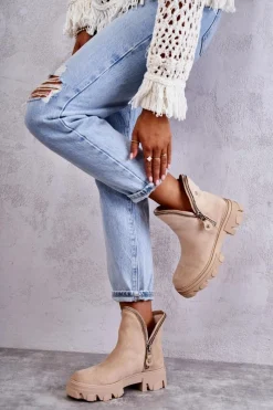 Clearance Damskie Zamszowe Botki Z Wycięciami Beżowe Rhythm Damskie Brązowe I Beżowe Botki|Botki Płaskie