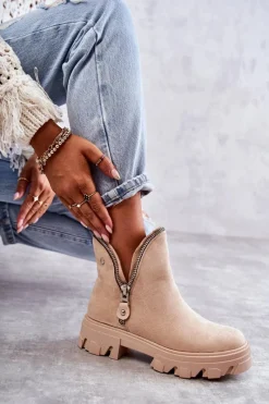 Clearance Damskie Zamszowe Botki Z Wycięciami Beżowe Rhythm Damskie Brązowe I Beżowe Botki|Botki Płaskie