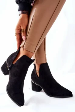 Discount Boto Damskie Zamszowe Botki Z Wycięciami Czarne Noel