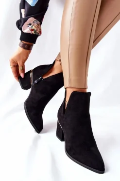 Discount Boto Damskie Zamszowe Botki Z Wycięciami Czarne Noel