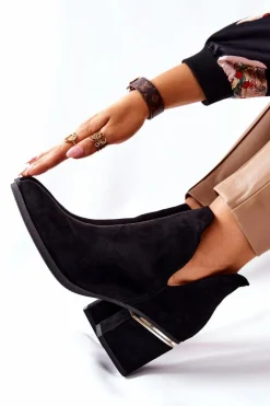 Discount Boto Damskie Zamszowe Botki Z Wycięciami Czarne Noel