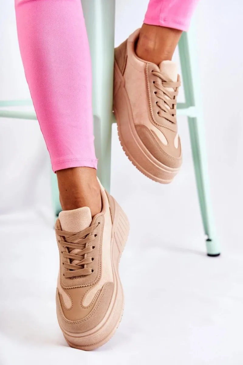 Sneakersy Damskie>Boto Damskie Zamszowe Buty Sportowe Beżowe Segurro