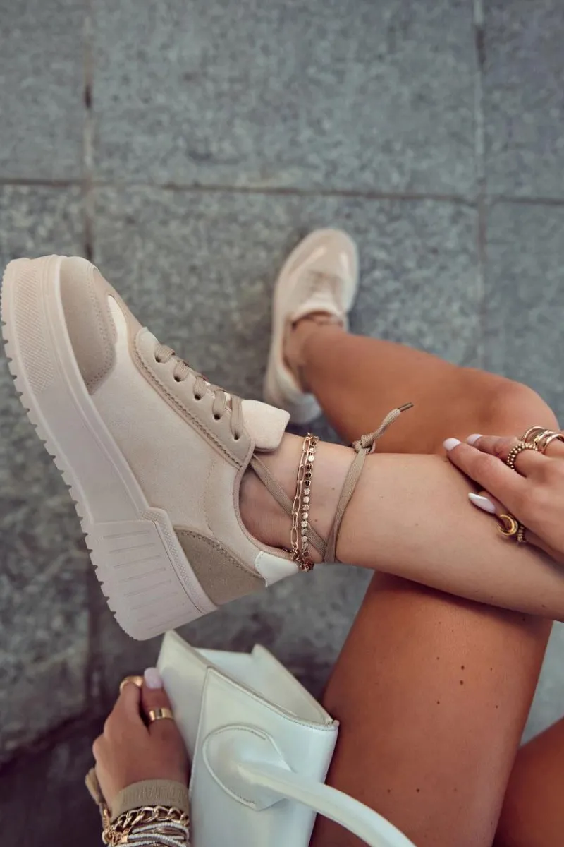 Sneakersy Damskie>Boto Damskie Zamszowe Buty Sportowe Beżowe Segurro