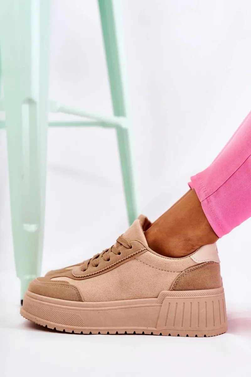 Sneakersy Damskie>Boto Damskie Zamszowe Buty Sportowe Beżowe Segurro