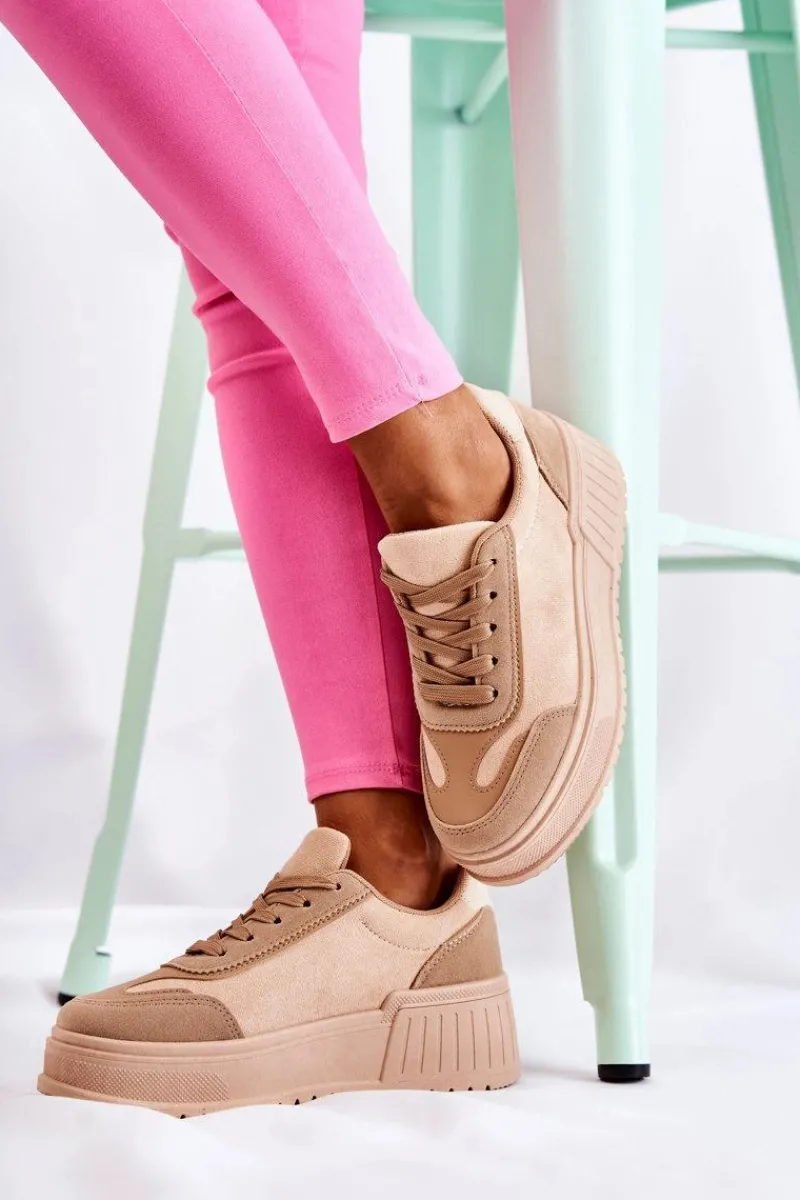 Sneakersy Damskie>Boto Damskie Zamszowe Buty Sportowe Beżowe Segurro