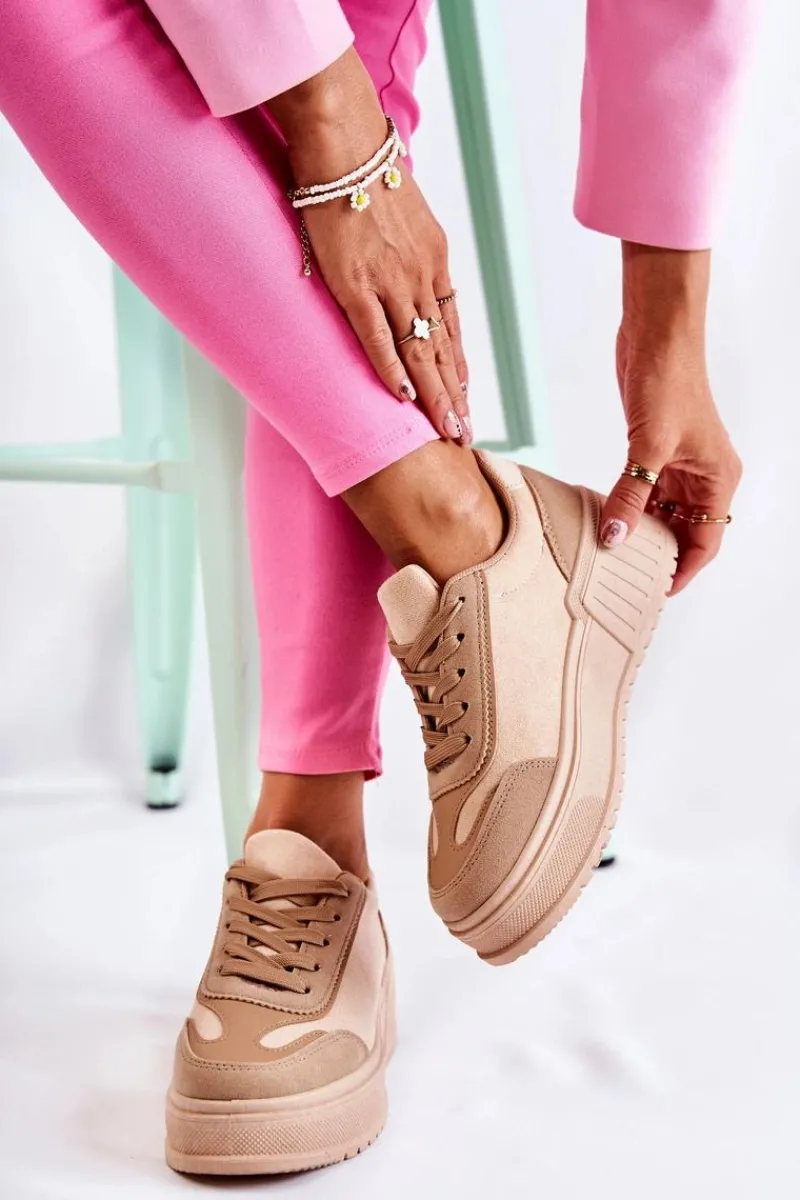 Sneakersy Damskie>Boto Damskie Zamszowe Buty Sportowe Beżowe Segurro