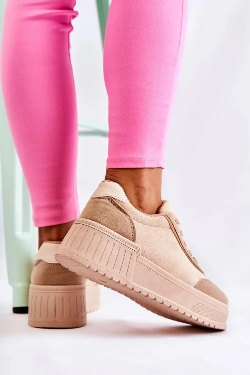 Sneakersy Damskie>Boto Damskie Zamszowe Buty Sportowe Beżowe Segurro