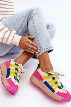 Boto Damskie Zamszowe Buty Sportowe Na Platformie Multikolor Rohan