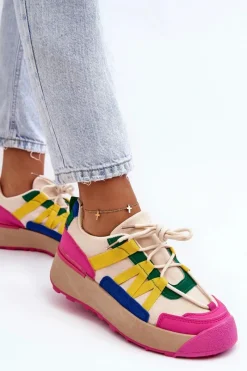 Boto Damskie Zamszowe Buty Sportowe Na Platformie Multikolor Rohan