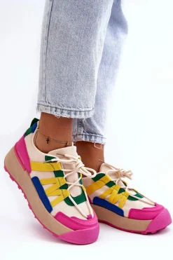 Boto Damskie Zamszowe Buty Sportowe Na Platformie Multikolor Rohan