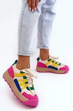 Boto Damskie Zamszowe Buty Sportowe Na Platformie Multikolor Rohan
