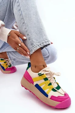 Boto Damskie Zamszowe Buty Sportowe Na Platformie Multikolor Rohan