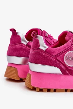 Sale GOE Damskie Zamszowe Buty Sportowe Na Platformie LL2N4002 Fuksja