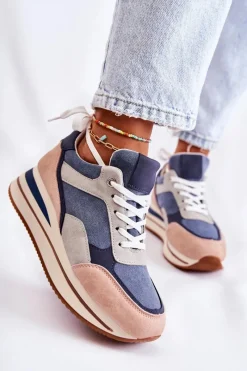 Sale Boto Damskie Zamszowe Buty Sportowe Niebiesko-Szare Elisse