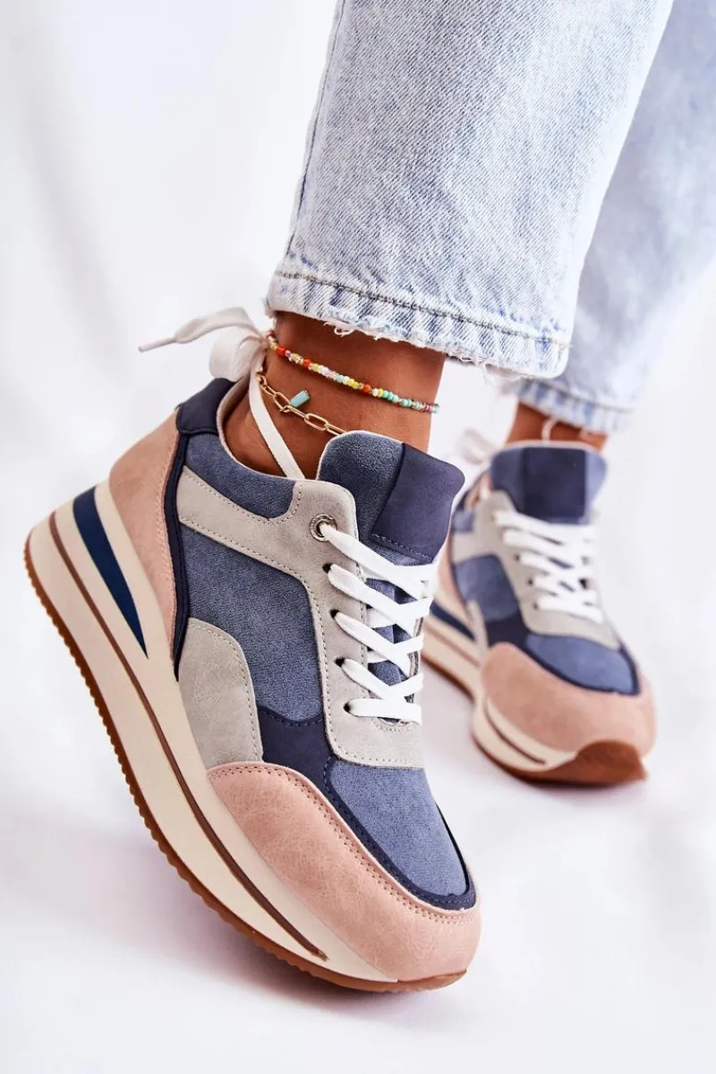 Sale Boto Damskie Zamszowe Buty Sportowe Niebiesko-Szare Elisse