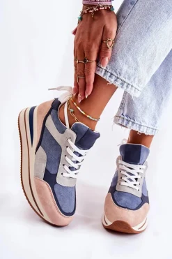 Sale Boto Damskie Zamszowe Buty Sportowe Niebiesko-Szare Elisse