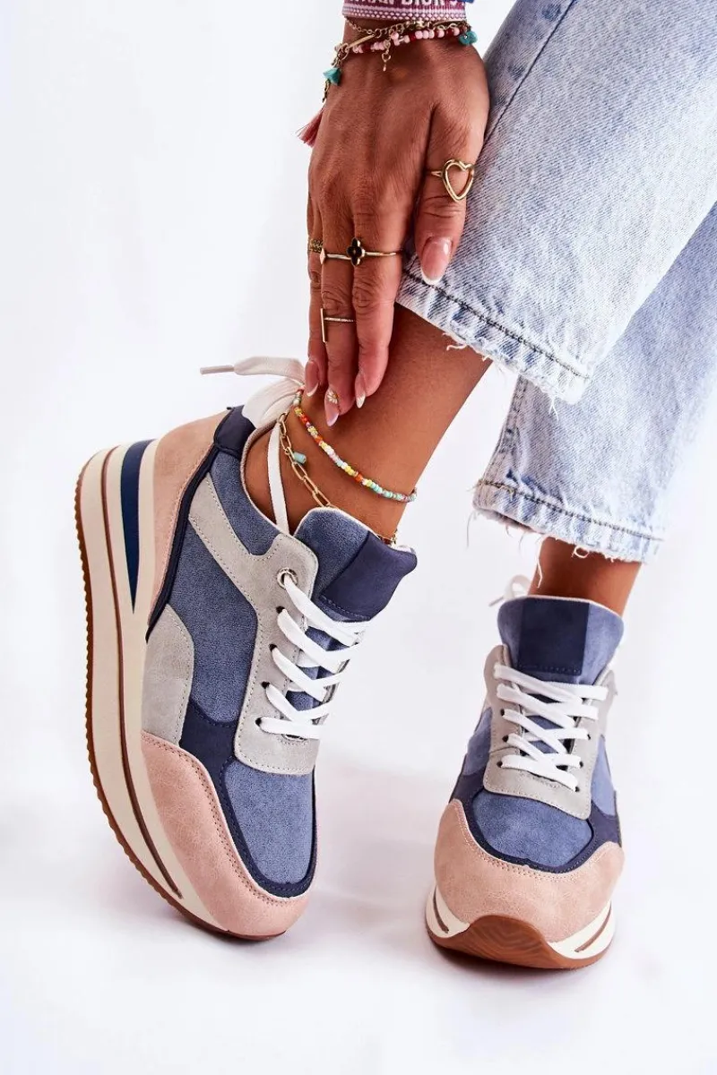 Sale Boto Damskie Zamszowe Buty Sportowe Niebiesko-Szare Elisse