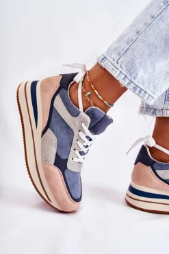 Sale Boto Damskie Zamszowe Buty Sportowe Niebiesko-Szare Elisse