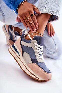 Sale Boto Damskie Zamszowe Buty Sportowe Niebiesko-Szare Elisse