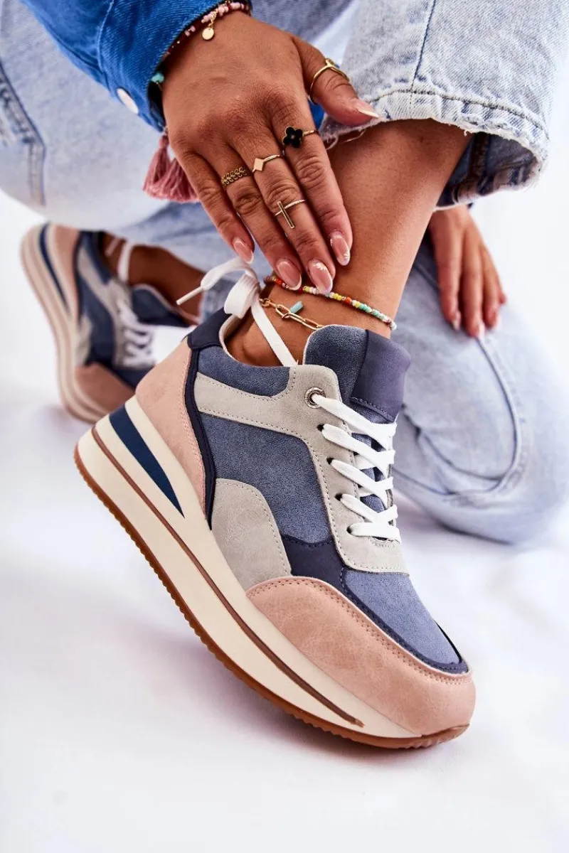 Sale Boto Damskie Zamszowe Buty Sportowe Niebiesko-Szare Elisse