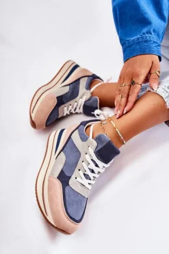 Sale Boto Damskie Zamszowe Buty Sportowe Niebiesko-Szare Elisse