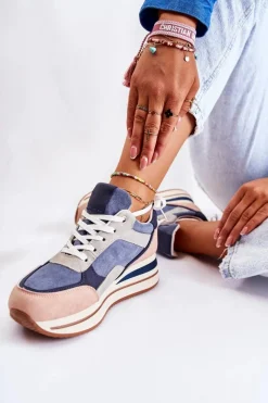 Sale Boto Damskie Zamszowe Buty Sportowe Niebiesko-Szare Elisse